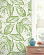 SC20004 leaf botanical wallpaper decor from the Summer House collection by Seabrook Designs