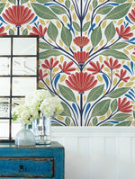 SC20601 folk floral wallpaper decor from the Summer House collection by Seabrook Designs