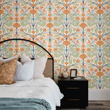 SC20606 folk floral wallpaper bedroom from the Summer House collection by Seabrook Designs