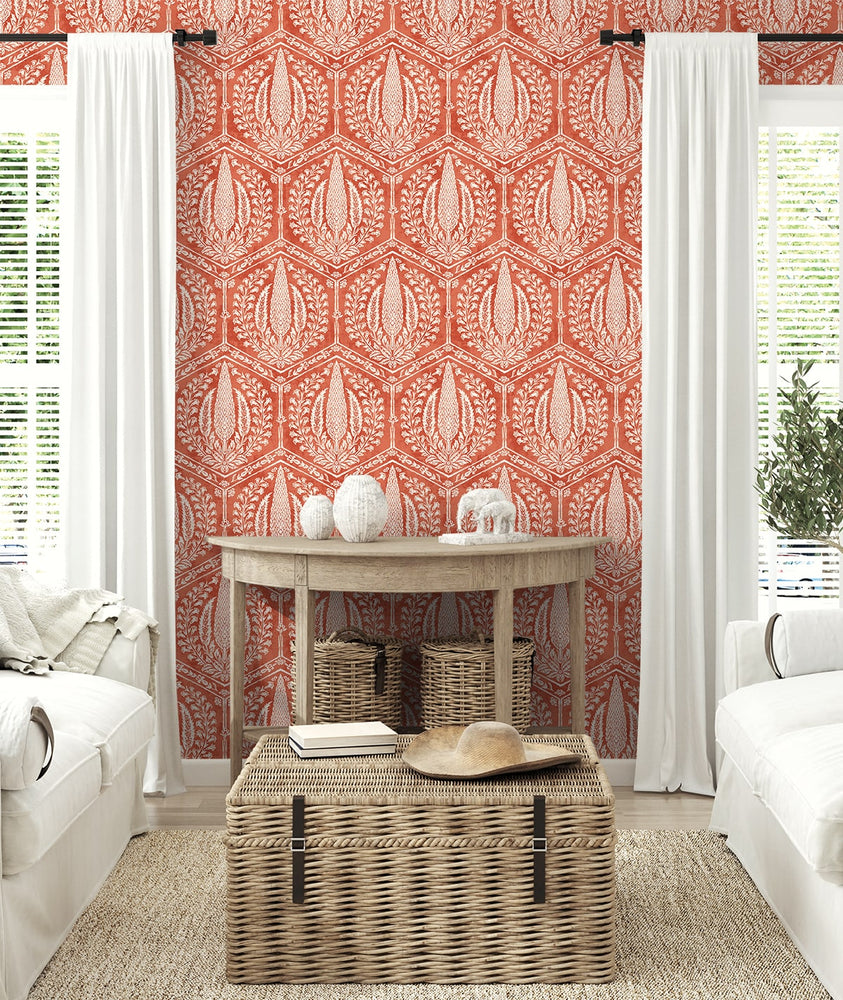 SC21401 botanical wallpaper living room from the Summer House collection by Seabrook Designs