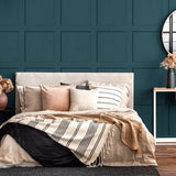 SG10704 square away faux wood peel and stick wallpaper bedroom from The Sojourn Collection by Stacy Garcia Home