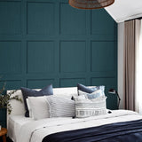 SG10704 square away faux wood peel and stick wallpaper bed from The Sojourn Collection by Stacy Garcia Home