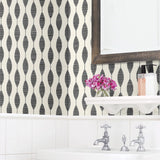 SG10900 Ditto geometric peel and stick removable wallpaper bathroom from The Sojourn Collection by Stacy Garcia Home