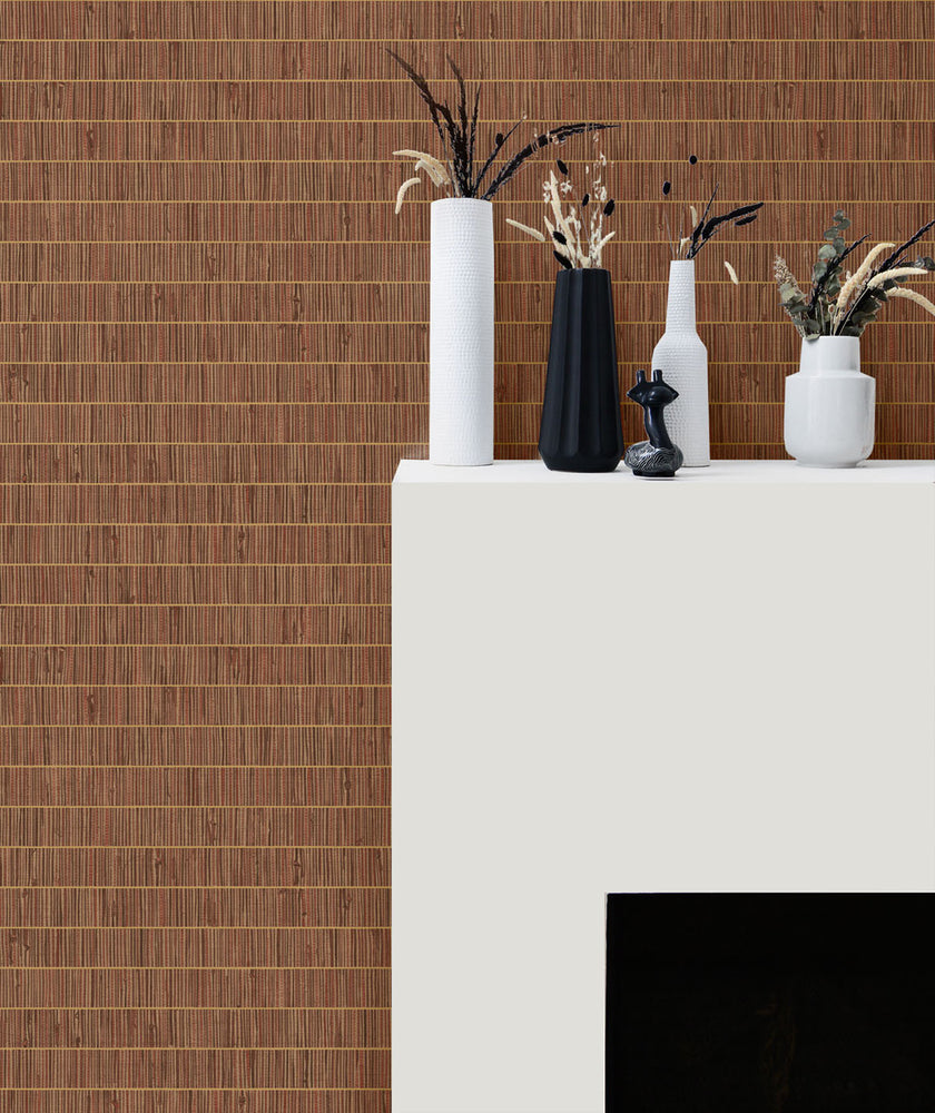 TC70016 fireplace blue grass band embossed vinyl wallpaper from the More Textures collection by Seabrook Designs