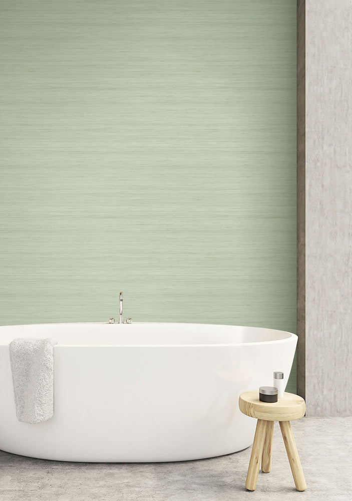 TC70334 bathroom green shantung silk embossed vinyl wallpaper from the More Textures collection by Seabrook Designs
