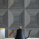 TC70608 kitchen gray squared away geometric embossed vinyl wallpaper from the More Textures collection by Seabrook Designs