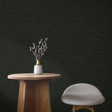 TC70710 table black sisal hemp grasscloth embossed vinyl wallpaper from the More Textures collection by Seabrook Designs