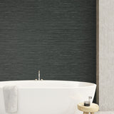 TC70718 bathroom gray sisal hemp grasscloth embossed vinyl wallpaper from the More Textures collection by Seabrook Designs