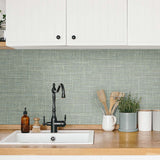 TG60113 faux linen vinyl wallpaper kitchen from DuPont