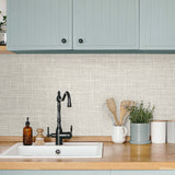 TG60133 faux linen vinyl wallpaper kitchen from DuPont