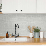 TG60138 faux linen vinyl wallpaper kitchen from DuPont