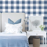 MB31902 bedroom blue picnic plaid coastal wallpaper from the Beach House collection by Seabrook Designs