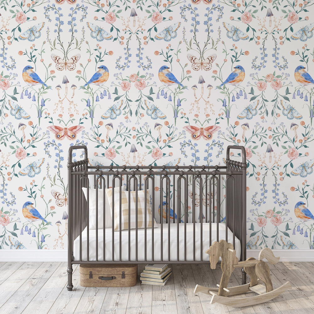 
                  
                    chinoiserie floral peel and stick wallpaper nursery from Loomwell Home Goods
                  
                