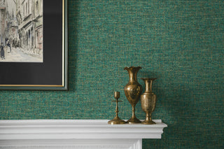 Heritage Tales 100001EH Emerald Green Artisan Faux Weave Unpasted Wallpaper Decor at Say Decor