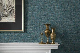 Heritage Tales 100003EH Navy Blue Artisan Faux Weave Unpasted Wallpaper Decor at Say Decor