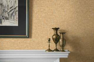 Heritage Tales 100005EH Ochre Artisan Faux Weave Unpasted Wallpaper Fireplace at Say Decor