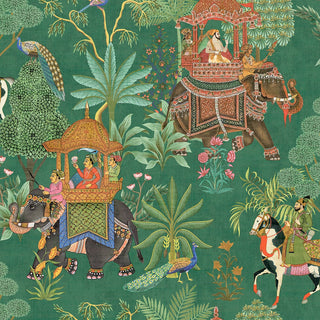Heritage Tales 100012EH Green Emperor's Garden Scenic Unpasted Wallpaper at Say Decor