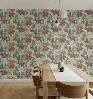 Heritage Tales 100013EH Linen Emperor's Garden Scenic Unpasted Wallpaper Dining Room at Say Decor
