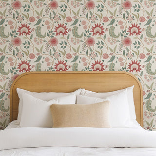 Heritage Tales 100016EH Linen Fable Floral Trail Unpasted Wallpaper Bedroom at Say Decor