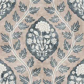 Heritage Tales 100020EH Stone Floral Cartouche Ogee Unpasted Wallpaper at Say Decor