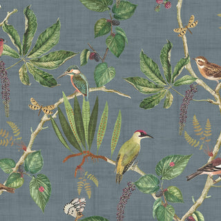 Heritage Tales 100030EH Slate Blue Hill Top Garden Unpasted Wallpaper at Say Decor