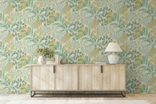 Heritage Tales 100031EH Green Kirra Leaf Botanical Unpasted Wallpaper Entryway at Say Decor