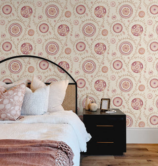 Heritage Tales 100035EH Spice Nahlia Floral Trail Unpasted Wallpaper Bedroom at Say Decor