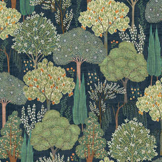Heritage Tales 100039EH Navy Blue Oasis Trees Unpasted Wallpaper at Say Decor