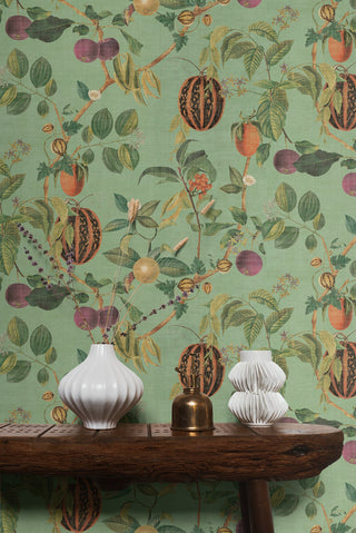 Heritage Tales 100045EH Green Tropic House Fruit Trail Unpasted Wallpaper Decor at Say Decor