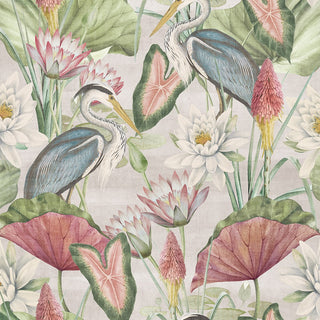 Heritage Tales 100046EH Cream Waterlily Lake Floral Unpasted Wallpaper at Say Decor