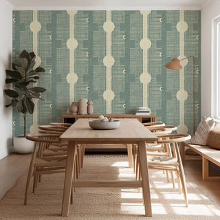 Mitchell Black Forbes Masters Inyanga Geometric Wallpaper Dining Room in shade Blue Jade at Say Decor