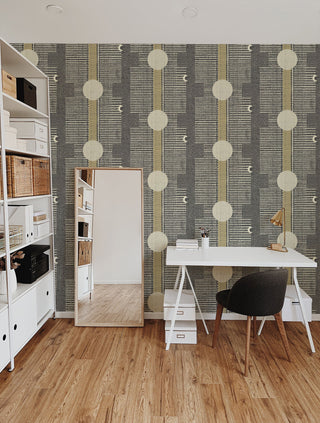 Mitchell Black Forbes Masters Inyanga Geometric Wallpaper office in shade Gray at Say Decor