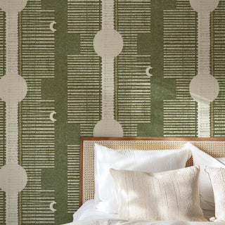 Mitchell Black Forbes Masters Inyanga Geometric Wallpaper bedroom in shade Green at Say Decor