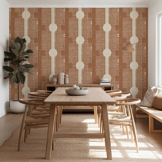 Mitchell Black Forbes Masters Inyanga Geometric Wallpaper dining room in shade Red at Say Decor