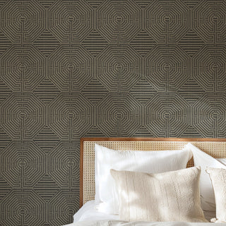 Mitchell Black x Forbes Masters Sade Geometric Wallpaper bedroom in shade Black at Say Decor