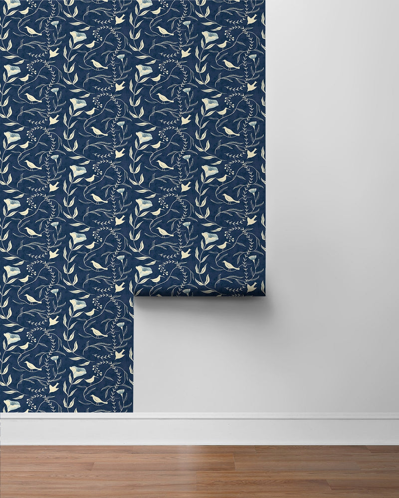 140090WR Birdsong peel and stick wallpaper roll from Elana Gabrielle