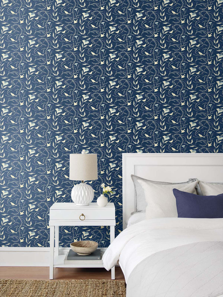 140090WR Birdsong peel and stick wallpaper bedroom from Elana Gabrielle