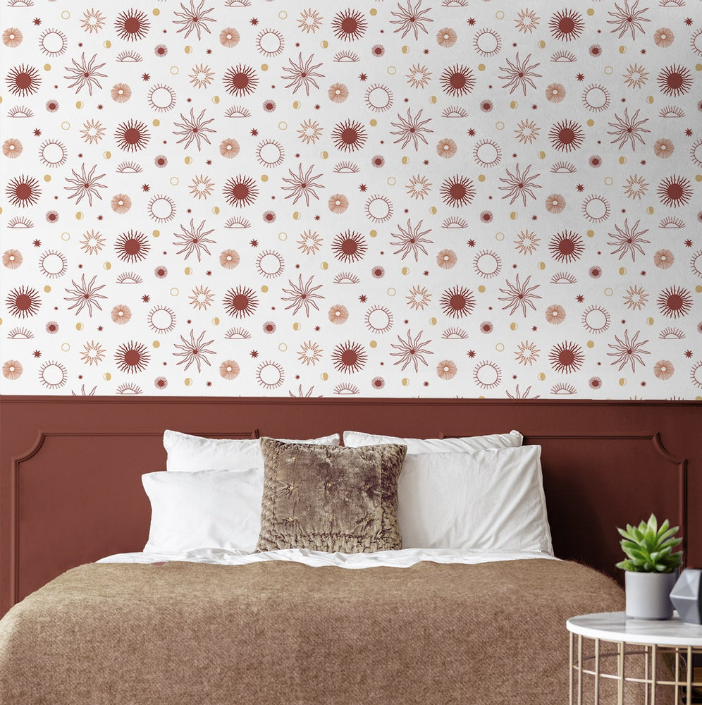 140120WR Sun Phases peel and stick wallpaper bedroom from Elana Gabrielle
