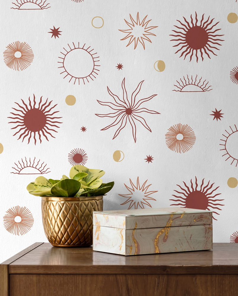 140120WR Sun Phases peel and stick wallpaper decor from Elana Gabrielle