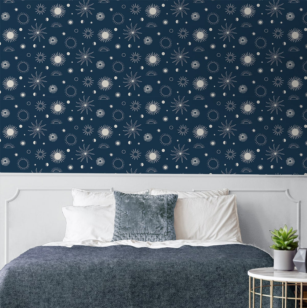 140121WR Sun Phases peel and stick wallpaper bedroom from Elana Gabrielle