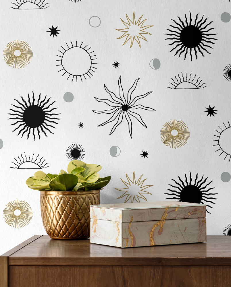 140122WR Sun Phases peel and stick wallpaper decor from Elana Gabrielle