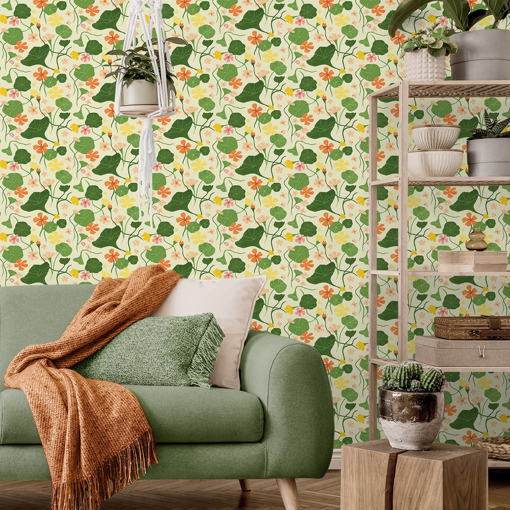 
                  
                    140140WR Nasturtiums floral peel and stick wallpaper living room from Elana Gabrielle
                  
                