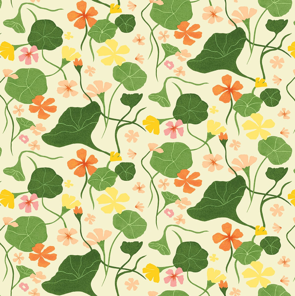 Nasturtiums Floral Peel And Stick Removable Wallpaper Say Decor LLC nasturtiums-floral-peel-and-stick-removable-wallpaper-say-decor-llc