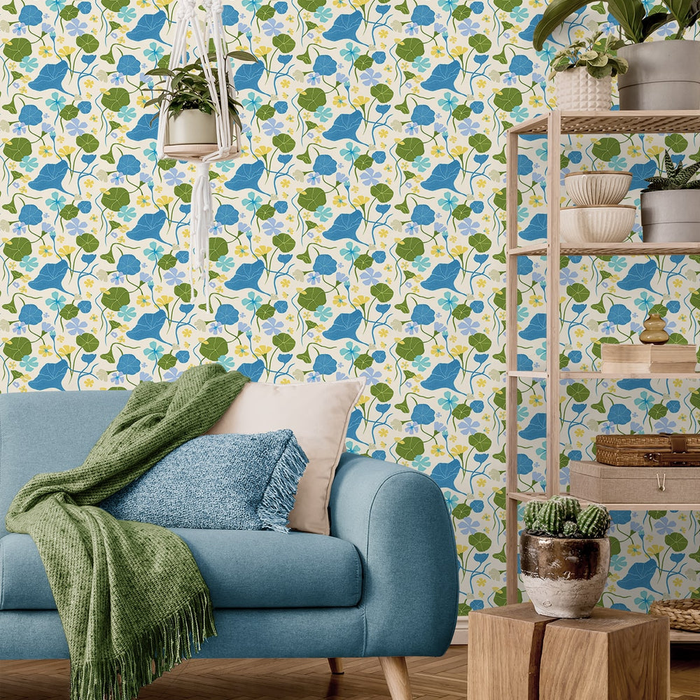 
                  
                    140141WR Nasturtiums floral peel and stick wallpaper living room from Elana Gabrielle
                  
                