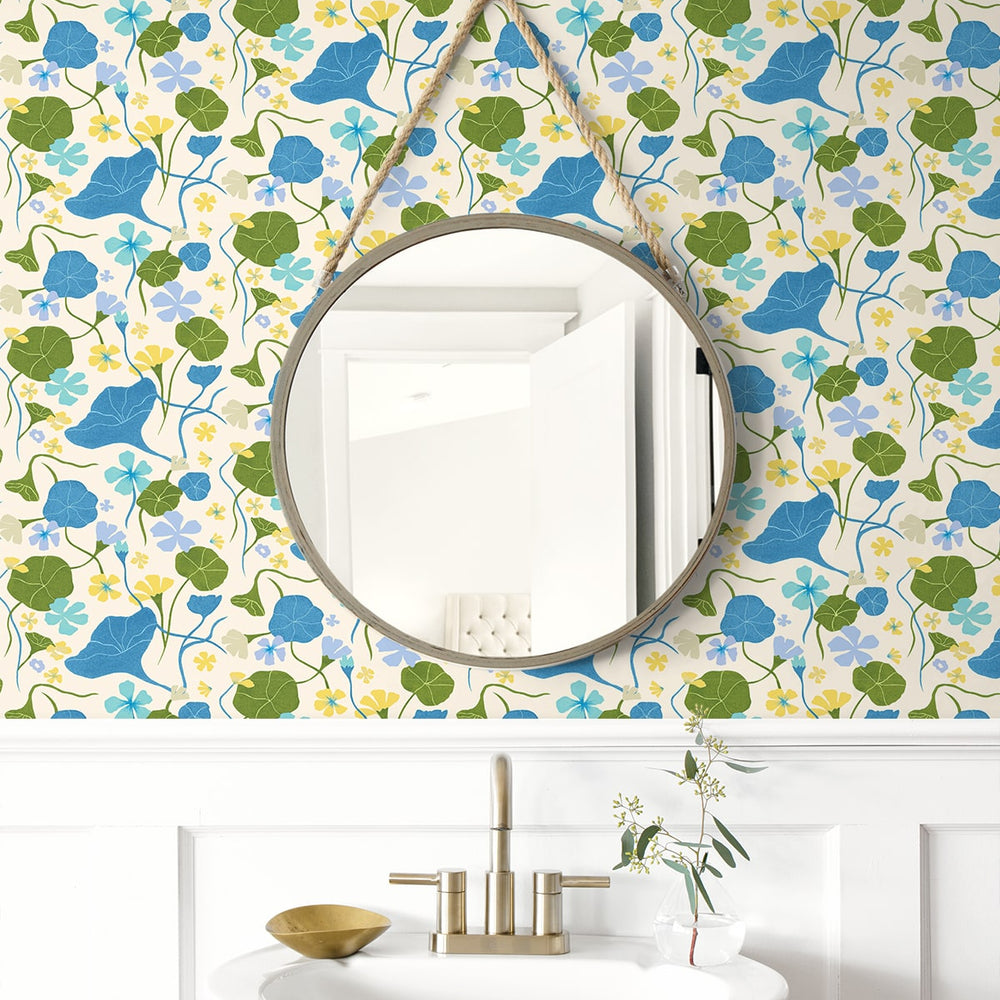 
                  
                    140141WR Nasturtiums floral peel and stick wallpaper bathroom from Elana Gabrielle
                  
                