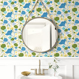 140141WR Nasturtiums floral peel and stick wallpaper bathroom from Elana Gabrielle