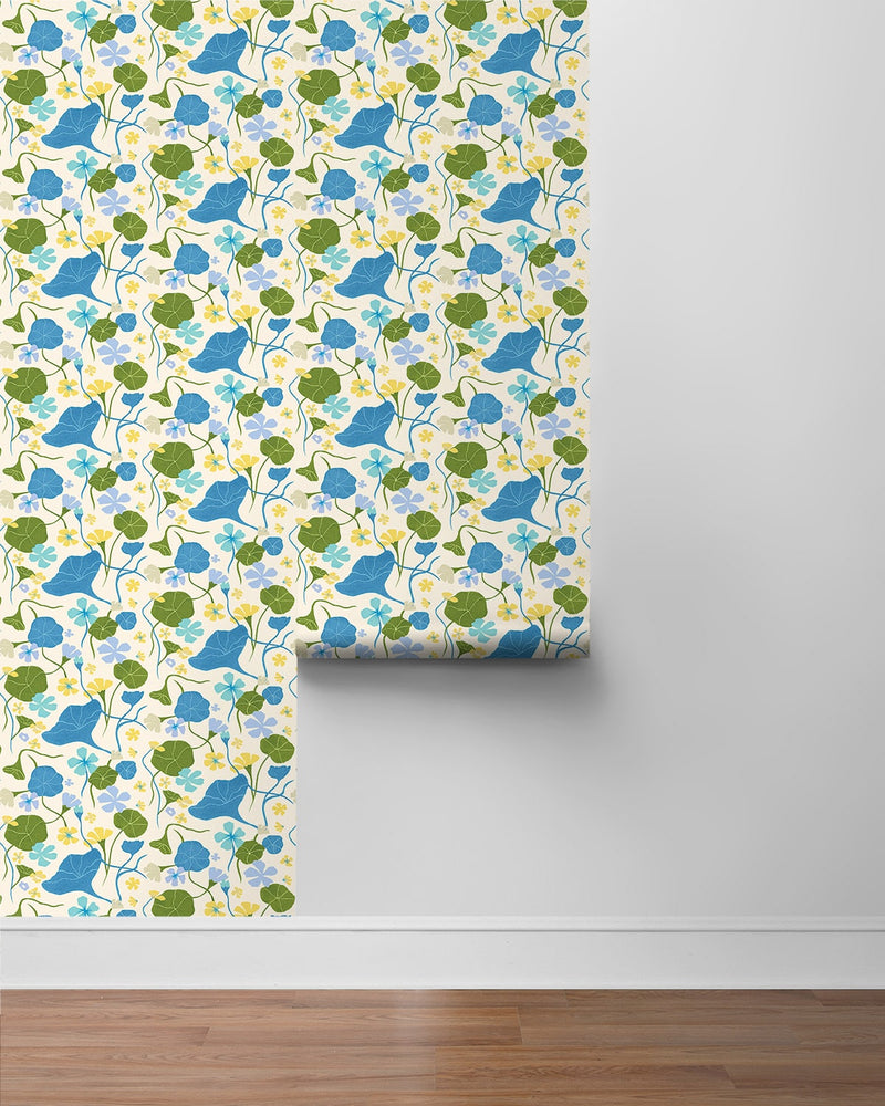 140141WR Nasturtiums floral peel and stick wallpaper roll from Elana Gabrielle