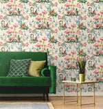 Chinoiserie peel and stick wallpaper living room 150100WR from Harrison Howard