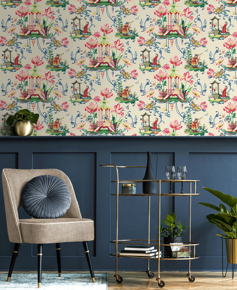 150100WR Chinoiserie peel and stick wallpaper from Harrison Howard