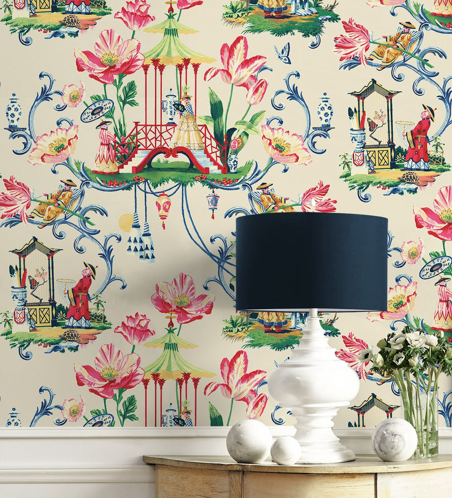 150100WR Chinoiserie peel and stick wallpaper decor from Harrison Howard